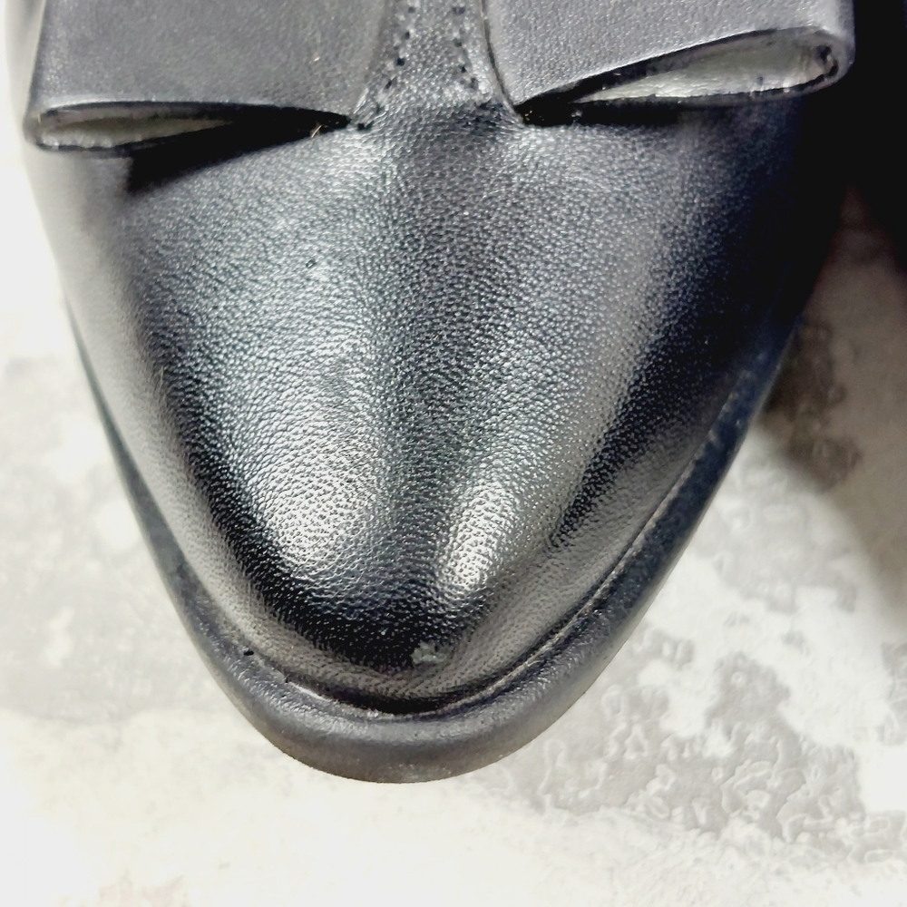 NEW Cole Haan Zerogrand Bow Skimmer Black Leather Slip On Pointy Toe Flats W593 - Picture 11 of 12